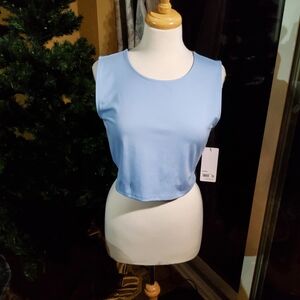 Yogalicious Pure Cloud Muscle Crop Tank Light Blue